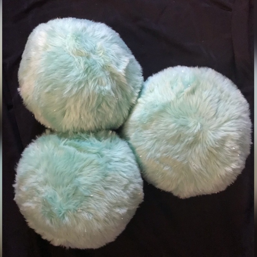 3 throw pillows mint green with silver